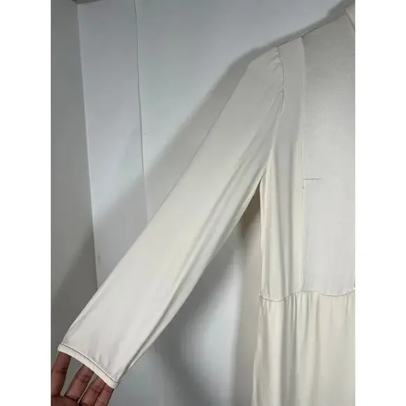 Carven Women's Button Front Mini Shirt Dress 40 / S Long Puff Sleeve Flowy - Picture 4 of 8